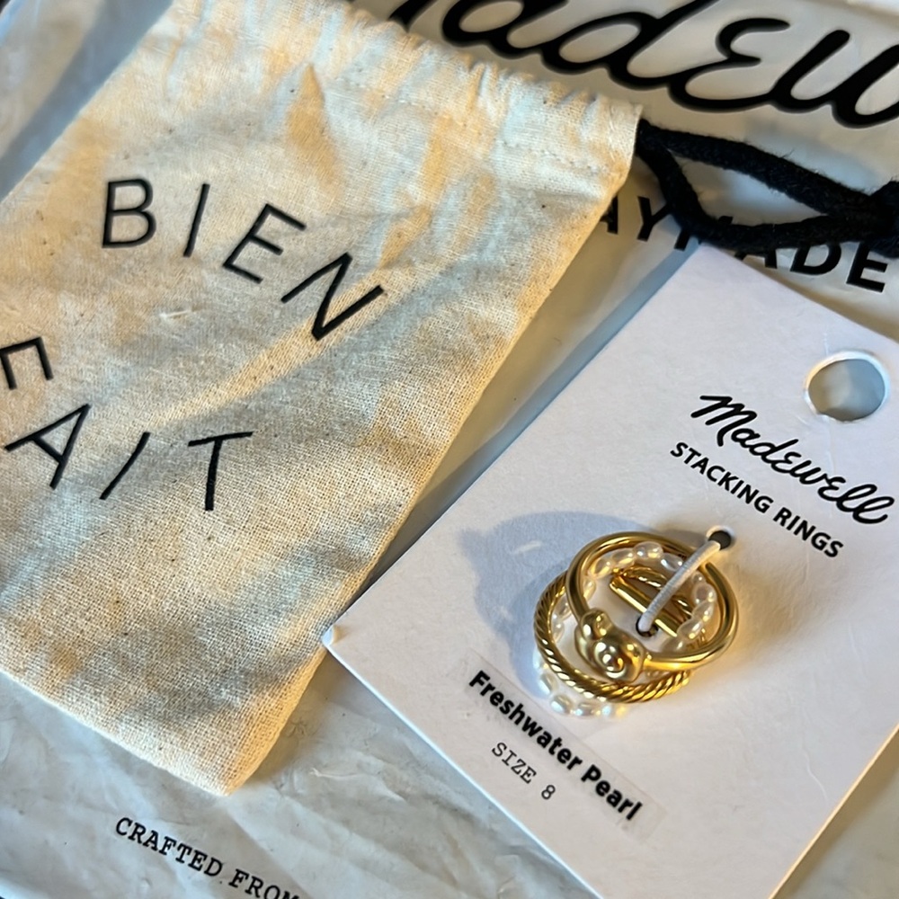 Nautical Stacking Ring Set of 3 Madewell Gold Pearl